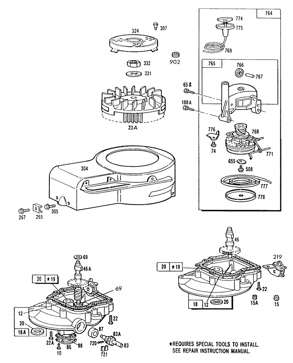 (2)sump Bases,vertical Pull Diagram and Parts List for 114702-0172-XX  Briggs and Stratton Engine